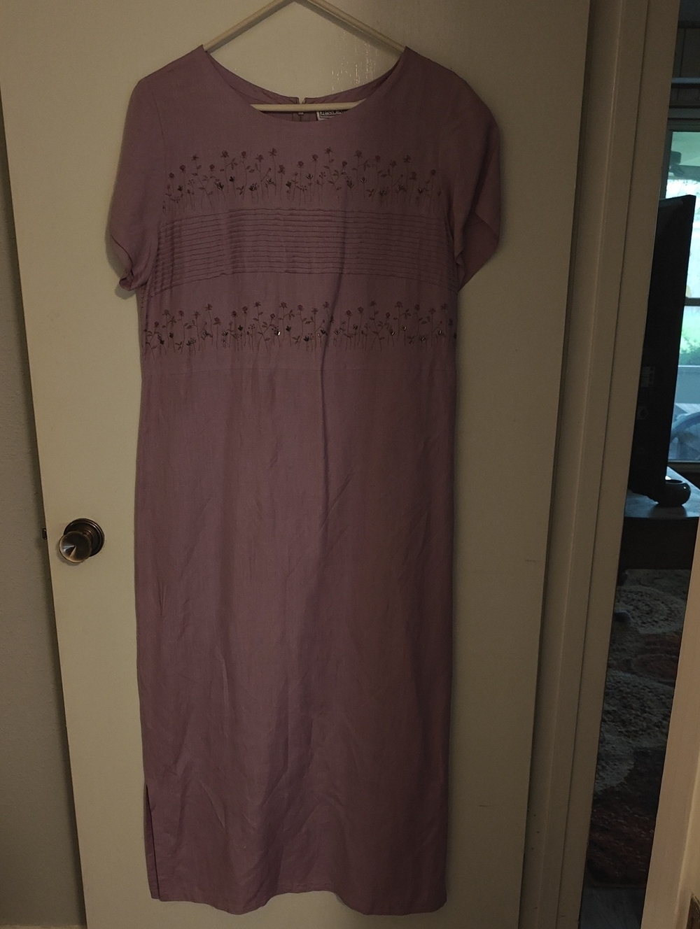 Jessica Howard Lilac  Embroidered Short-Sleeve Maxi Dress